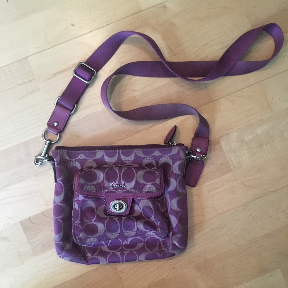 Purple Coach crossbody purse
